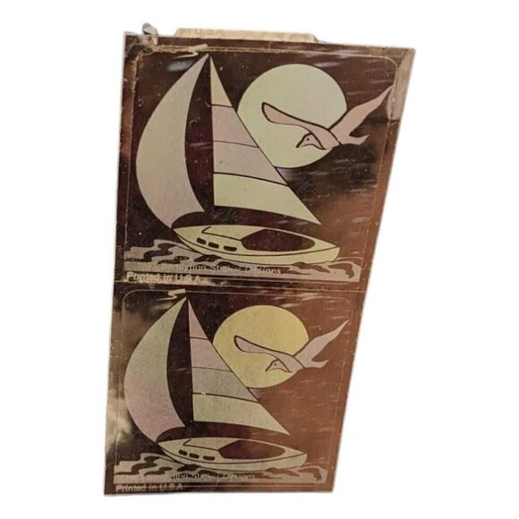 Vintage 80’s Sandylion 3D‎ Holographic Stickers Sailboat 1983 Set of 2 - Picture 2 of 3